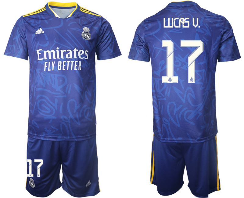 Men 2021-2022 Club Real Madrid away blue #17 Soccer Jersey
